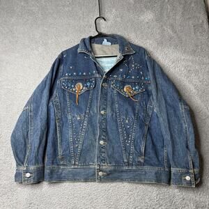 Vintage Freego Western Denim Jacket Women's Petite Small Blue Studded Stars